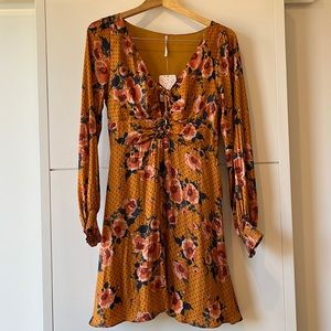 Brand new Free people satin long-sleeve mini dress size 8